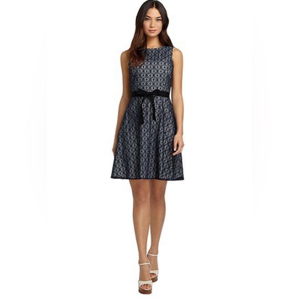 The Perfect Charlotte York Three Seasons Dress!  Navy eyelet lace over white